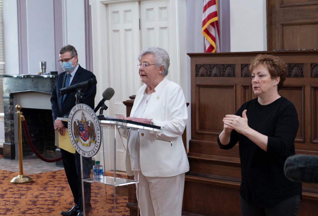 Gov. Ivey press conference on Friday, May 8, at Alabama State Capitol.